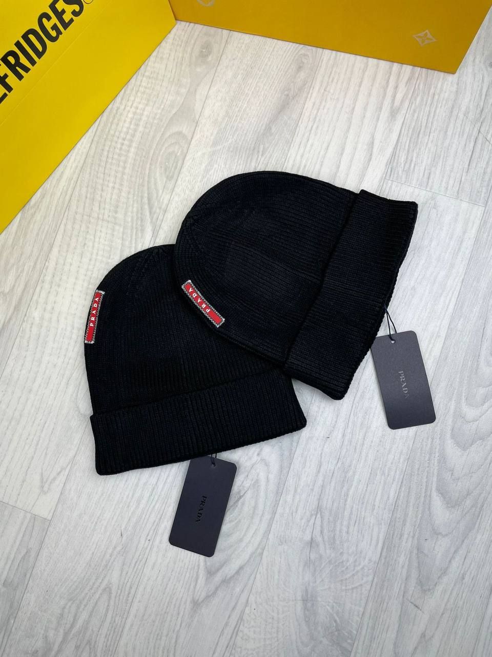 Prada Milano Men's Women's Designer Sports Hats Reps Sale UK Men Women First Copy Replica Knitted Virgin Wool Beanie Hat Man Woman Cheap Price 1:1 Fake Rep Luxury Caps 1st Copies Winter Unisex Knit Cap Fakes 1 to 1 AAA Duplicate Black