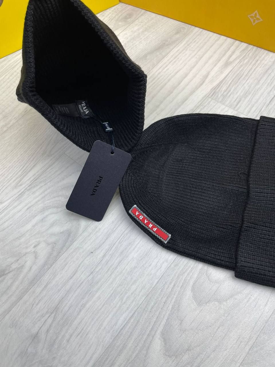 Prada Milano Sports Knitted Virgin Wool Beanie Hats