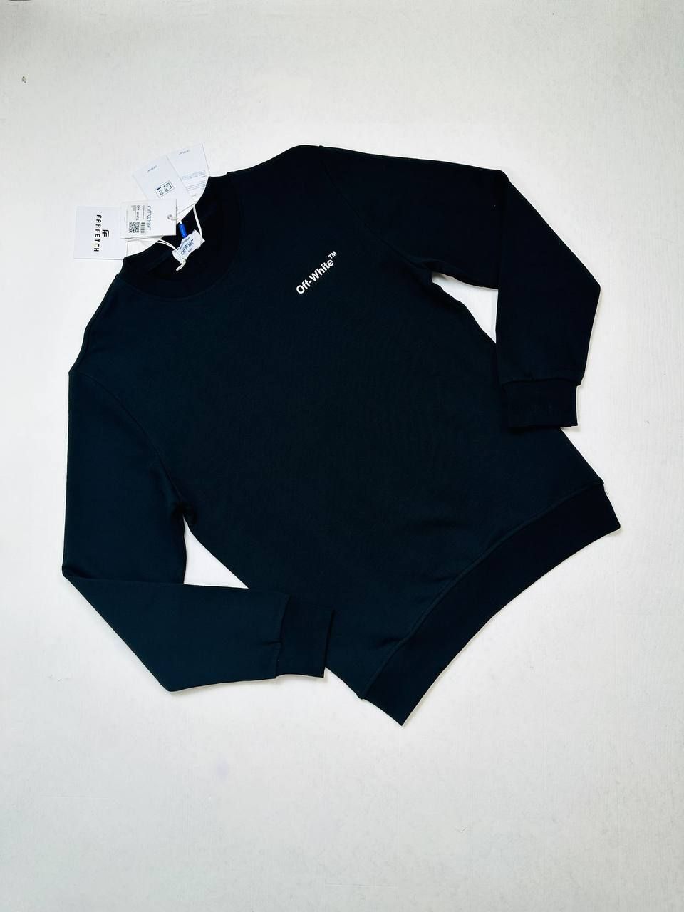 Off-White Logo Print Diagonal Jumpers For Men's in Black Color