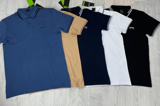 Hugo Boss Stretch-Cotton Slim-Fit Polo Shirt With Branding In 5 Colors
