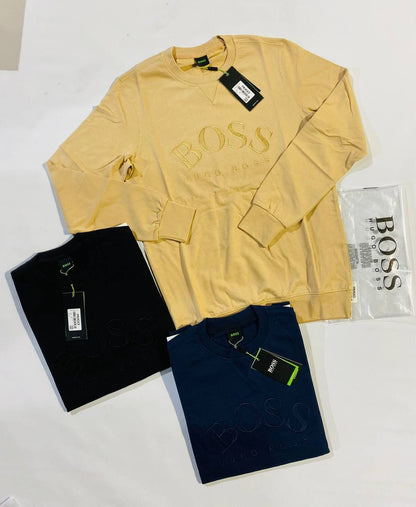 Hugo Boss Salbo Cotton-Blend Printed Jumpers Sweatshirts In 3 Colors