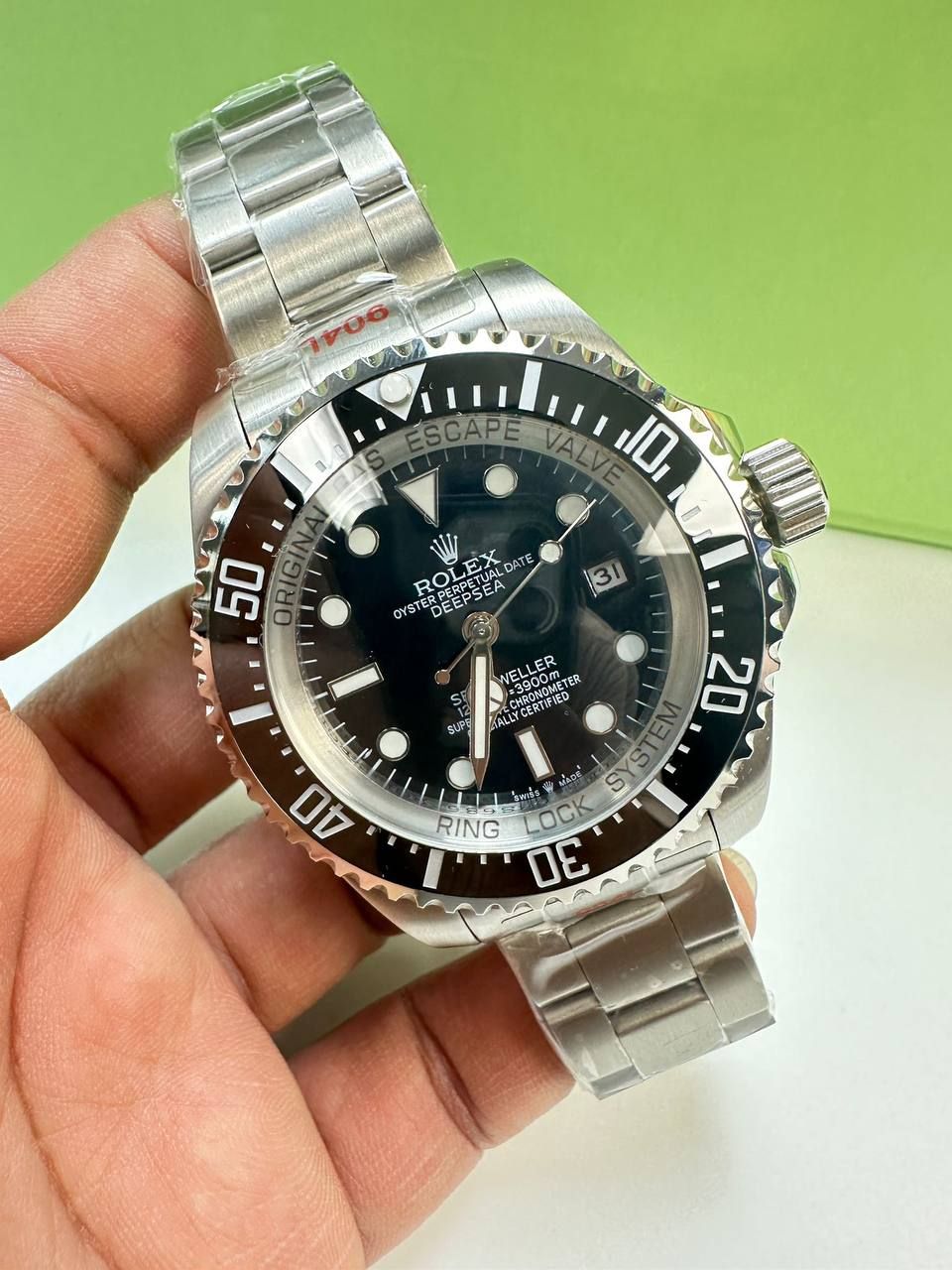 Rolex Deepsea Sea-Dweller Oyster Perpetual Men's Watch with Silver Chain Strap