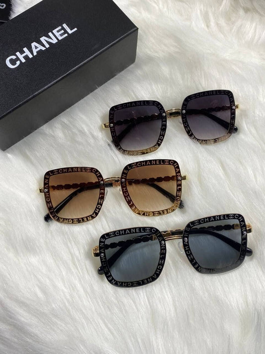 Chanel Men's Women's Metal Square Frame Purple Brown Blue Replica Vintage Sunglass Men Women Cheap Eyewear Rep Outdoor First Copy Beach Polarized Frames Unisex Sunglasses Fake Reps UV Protect Sale UK