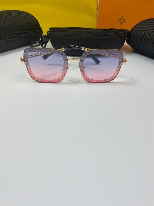 Chanel Vintage Pink Square Frame Women Replica Sunglasses Women's Fake Eyewear Rep Outdoor Driving Lens First Copy Beach Polarized Sunglass Cheap Reps Fashion Designer Frames Sale UK
