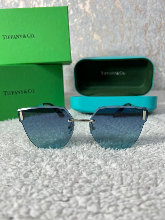 Tiffany & Co. Curved Square Frame Blue Sunglasess