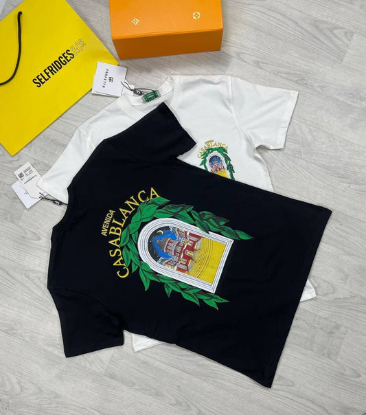 Casablanca Avenida Outfit T-Shirt In White And Black Colors