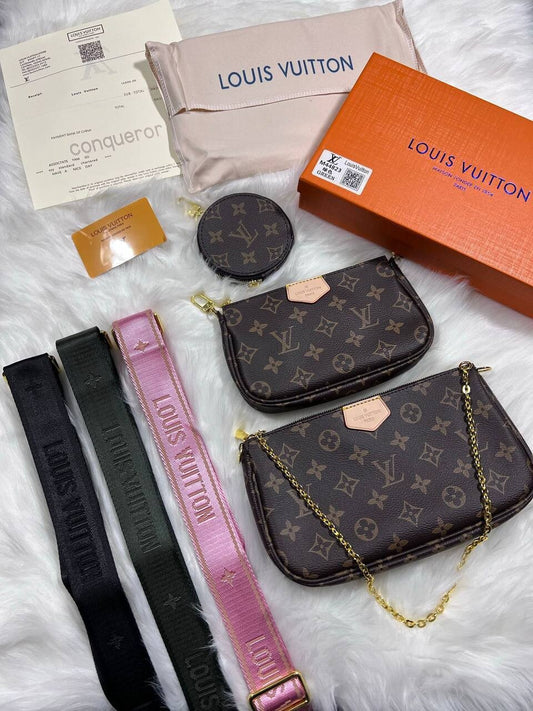 Louis Vuitton Women's LV Pouchette Designer Reps AAA Sale UK	Women First Copy Fake Replica Crossbody Luxury Leather Purse Woman Cheap Price 1st Copies Chain Strap Shoulder Bags Ladies Fakes Rep 1:1 LV Brand Logo Monogram Handbag Black Brown Pink