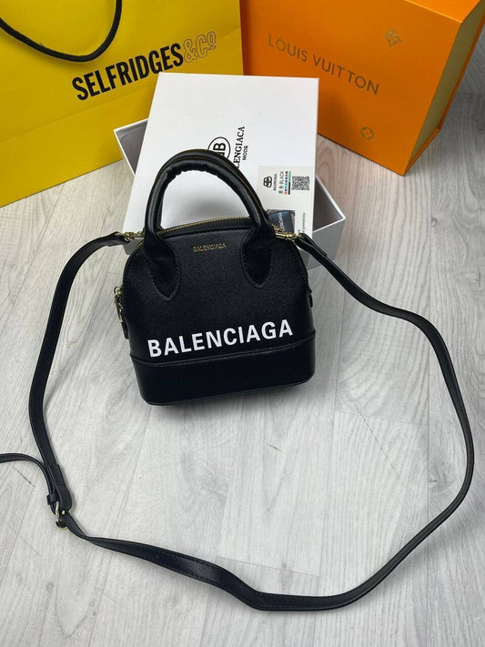 Balenciaga Women's Ville Bag Logo Printed Women Leather Replica Purse Crossbody Shoulder Tote Bags Reps Ladies Rep Fake Top Handle Long Belt Cheap First Copy Black Handbag Sale Ireland UK