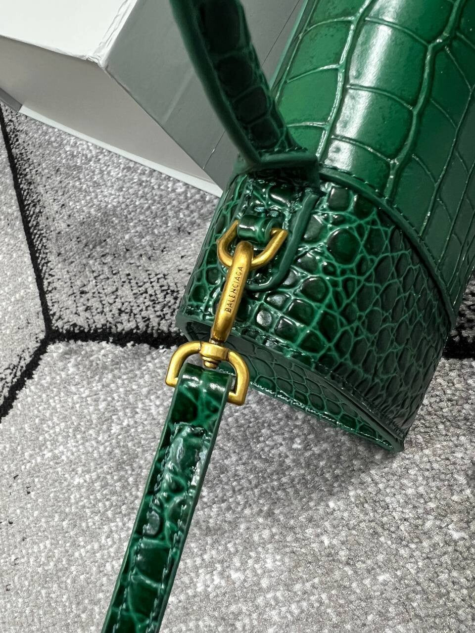 Balenciaga Hourglass Women's Crocodile Embossed Baguette Women Leather Replica Bag Crossbody Shoulder Tote Bags Reps Ladies Rep Fake Top Handle Long Belt Cheap First Copy Green Mini Handbag Sale Ireland UK
