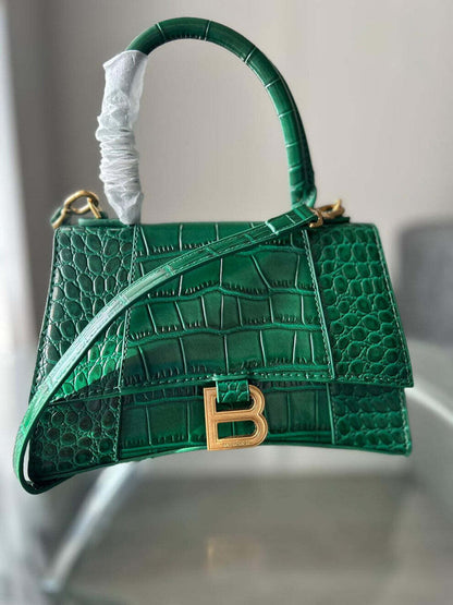 Balenciaga Hourglass Women's Crocodile Embossed Baguette Women Leather Replica Bag Crossbody Shoulder Tote Bags Reps Ladies Rep Fake Top Handle Long Belt Cheap First Copy Green Mini Handbag Sale Ireland UK