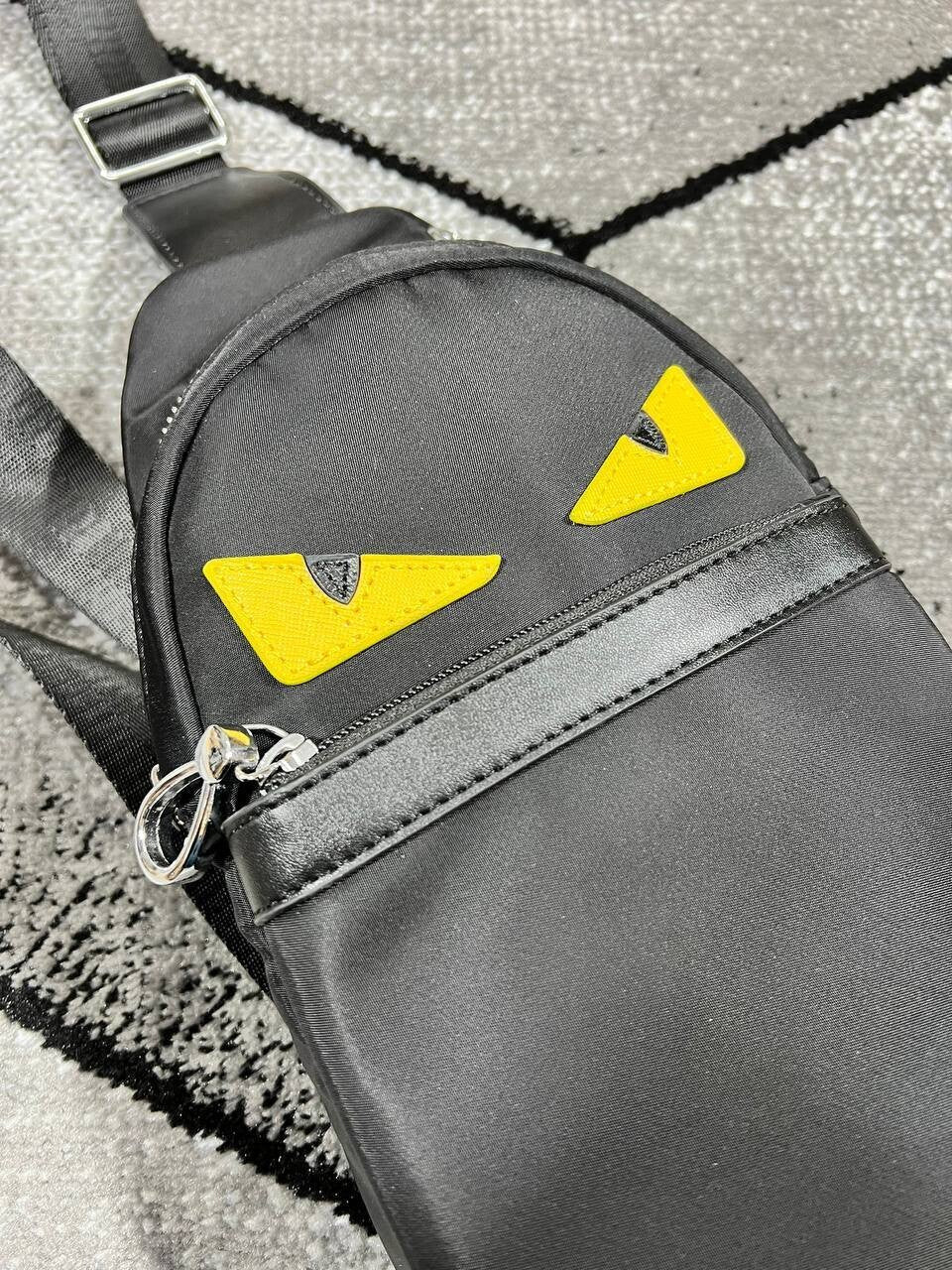 Fendi Messenger Auth Monster Body Bag Black Nylon/Goldtone (7VZ033 A2FT)