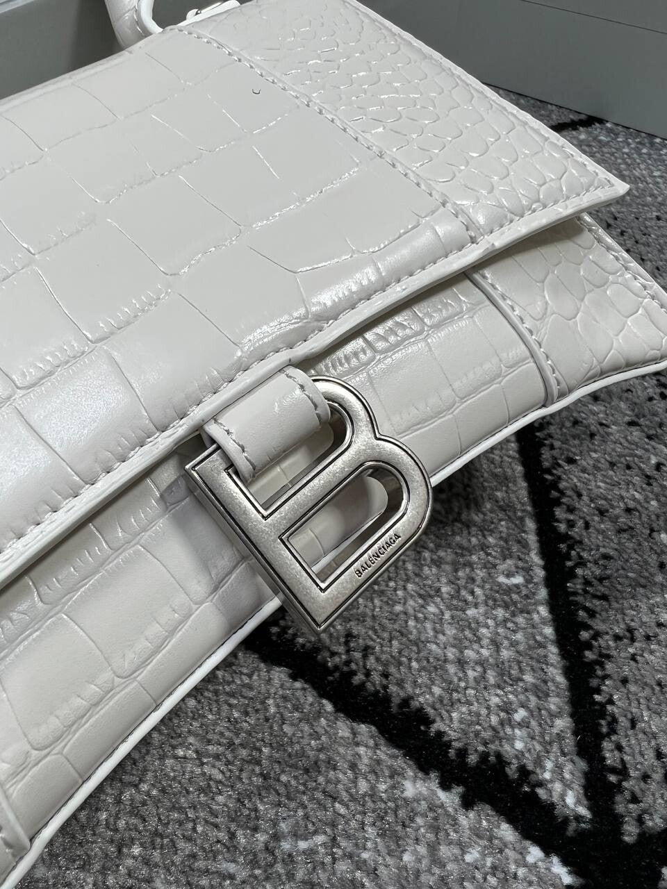 Balenciaga Hourglass Women's Genuine Leather Replica Bag Box Pack Ladies Crossbody Shoulder Tote Bags Reps Women Small Rep Fake Top Handle Long Belt Purse Cheap First Copy White Mini Handbag Sale Ireland UK