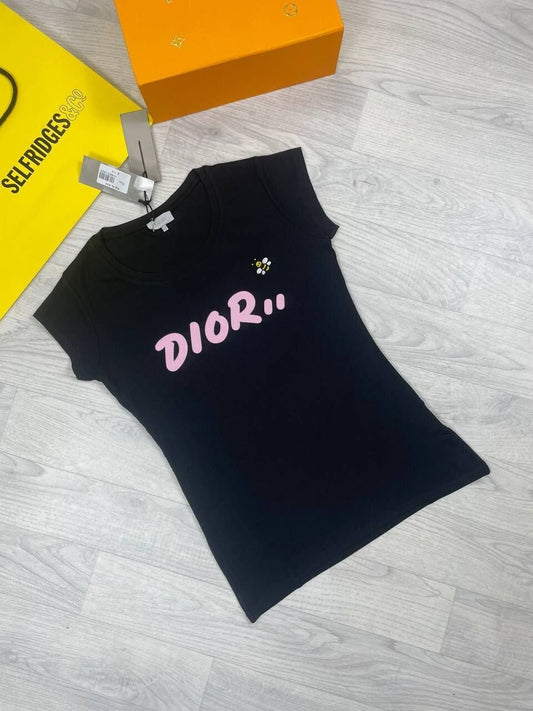 Dior Ladies T-Shirts 2 Color Black & White