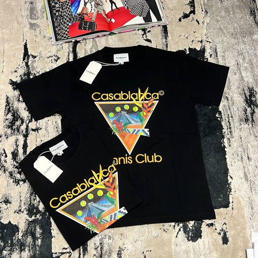 Casablanca Tennis Club Icon Outfit T-Shirts In Black And White Colors