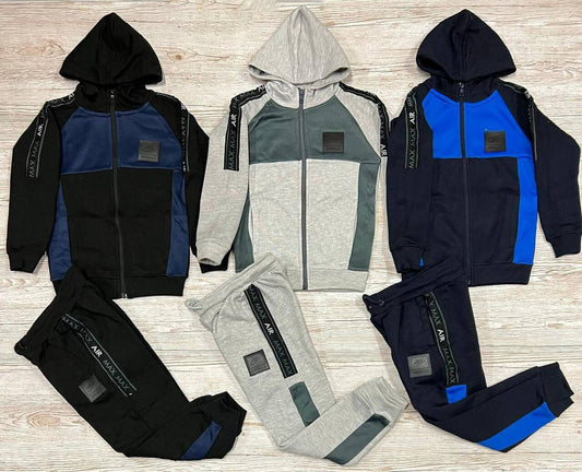 Nike Air Max Kids Tech Fleece Black Grey Blue Tracksuit UK