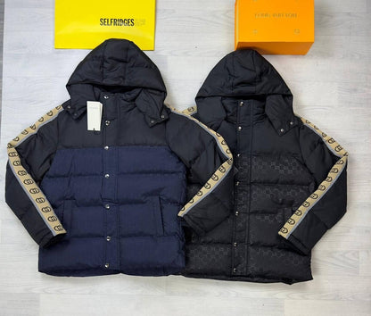 Gucci Jacquard Style Cheaper Black Navy Blue Jacket Coat Replica For Men Nylon Padded Jackets Hoodies Hoody Hoodie Coats Foam Fake Cheap Rep Men’s Reps Womens Mens Women's First Copy Spring Logo Winter Best Rib Plain Oversized Hooded
