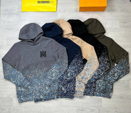 Amiri Men Women Hoodies Replica Core Logo Ink Splash Hoodie Reps Men's Women's Rep Pullover Hoody Fake Fashion Full Sleeve Mens WomensAA Cheap First Copy Black Navy Blue Grey Brown Beige Sale Ireland