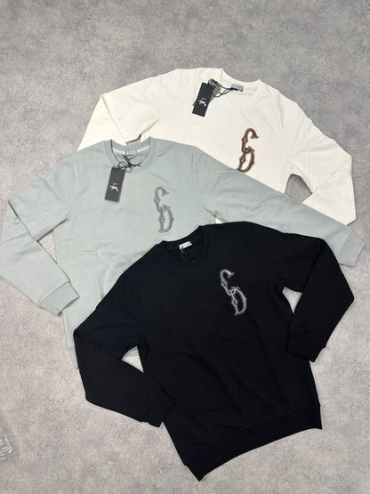 Christian Dior Printed CD Logo Jumpers In Black Grey White Colors
