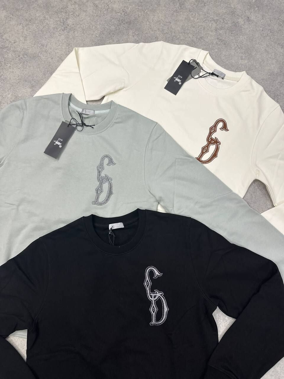 Christian Dior Printed CD Logo Jumpers In Black Grey White Colors