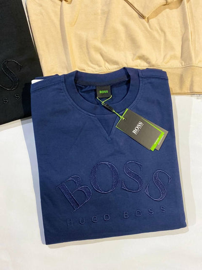 Hugo Boss Salbo Cotton-Blend Printed Jumpers Sweatshirts In 3 Colors