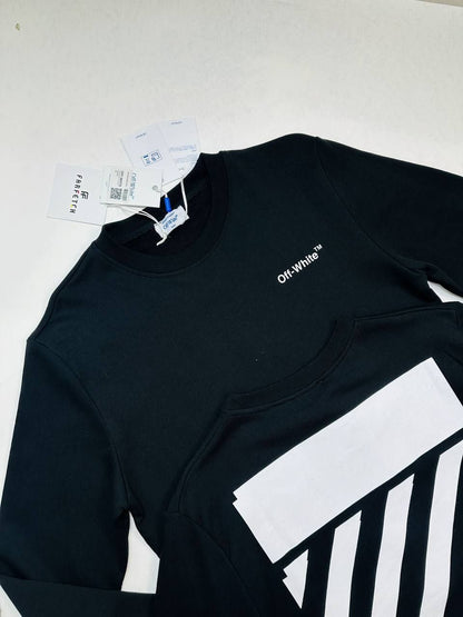 Off-White Logo Print Diagonal Jumpers For Men's in Black Color