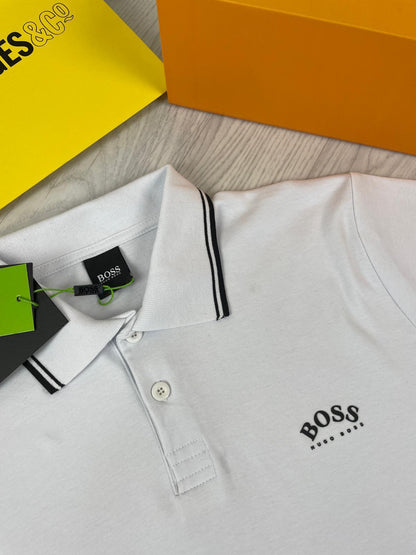 Hugo Boss Stretch-Cotton Slim-Fit Polo Shirt With Branding In 5 Colors