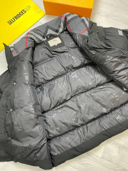 Burberry Detachable Sleeve Black Puffer Mens Jacket Check Hooded Jackets Replica First Copy Flannels Fake Winter Rep Designer Waterproof Men Bodywarmer Zip Pocket Luxury Cheaper Hoodie Discount UK