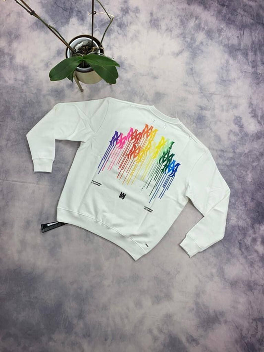 Amiri Men's Women's Jumpers Reps Logo Drip Fashion Cotton Jumper Rep Men Women First Copy Sweatshirt Full Sleeves Mens Womens Crewneck Cheap Sweaters Replica Boys Girls Fake Black Blue White Sale Ireland