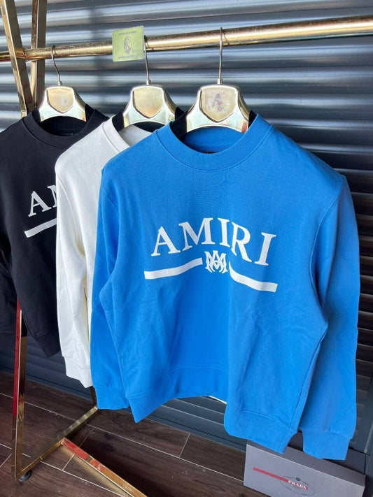 Amiri Men Women Jumpers Replica Logo Patch Core Fashion Jumper Reps Men's Women's First Copy Sweatshirt Full Sleeves Mens Womens Crew Neck Fake Sweaters Rep Boys Girls Cheap Black Blue White Sale Ireland