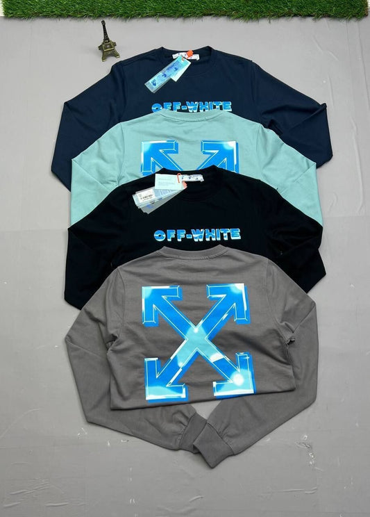 Off-White Men Women Replica Jumpers Men's Women's Reps Winter Outfit Blue Metal Arrow Print Fake Rep Sweatshirts Knitted Full Sleeves Unisex Jumper Black Navy Blue Sea Green Grey Sale UK First Copy