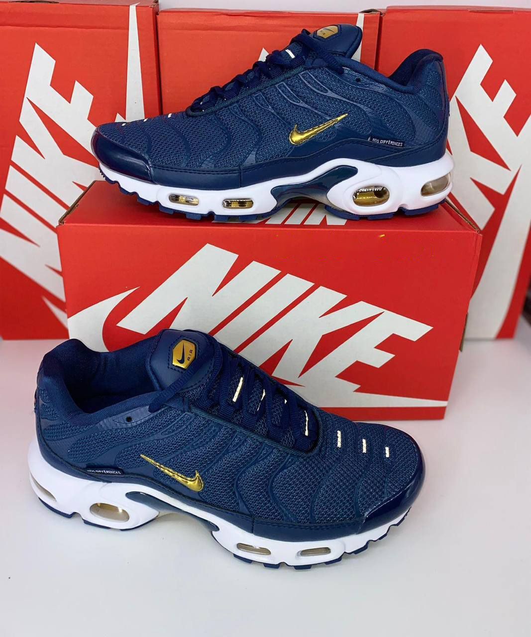 Nike Men's Trainers Trainer TNS TN's 1:1 Midnight Navy FFF 	Nikes Air Max Plus TN Men Mens Rep Replica Shoes Fake Man Mans Duplicate Sneakers Copy Cheap Sneaker Sale UK Reps MAX.TN Air.Max FB3350-400 Gold Metallic Copies