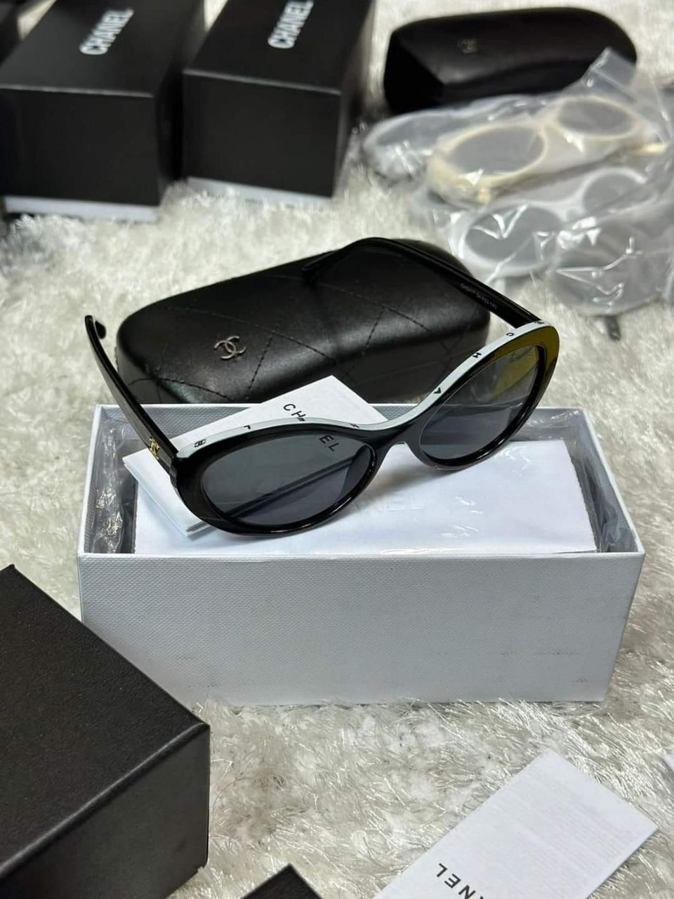 Chanel Lunettes Noir Black Cat Eye Frame Sunglasses Sale UK