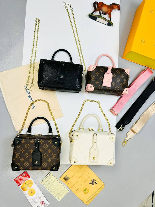 Louis Vuitton Women Petite Malle Souple Designer Bag Sale UK	Women's First Copy Cheap Price Handbag Fake Replica Crossbody Luxury Reps Leather Pouch Woman 1st Copies Shoulder Bags Ladies Fakes Rep 1:1 LV Brand Logo AAA Duplicate Black White Brown Pink