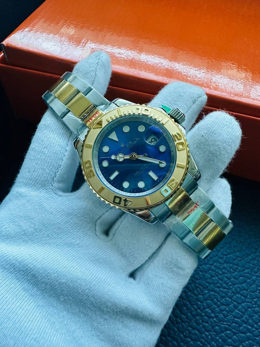 Rolex Yacht-Master Two Tone Watch For Men's Blue Dial