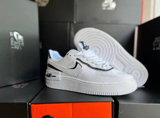 Nike Air Force 1 Shadow White Black Women Trainers Sale UK	Replica Airforce1 Low Rep Reps Woman Womans Women's Girls Womens Logo Fake Cheap First Copy Shoe Sneaker Trainer Airforce Shoes Running Af1 Sneakers Casual One White Black