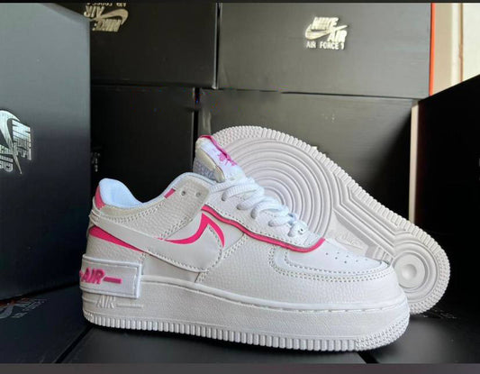 Nike Airforce-Shadow White Pink Women's Rep Trainers Sale UK	replica reps woman womans women's girl womens logo fake cheap first copy Shoe Sneaker Trainer air force shoes running sports af1 sneakers casual one low magic