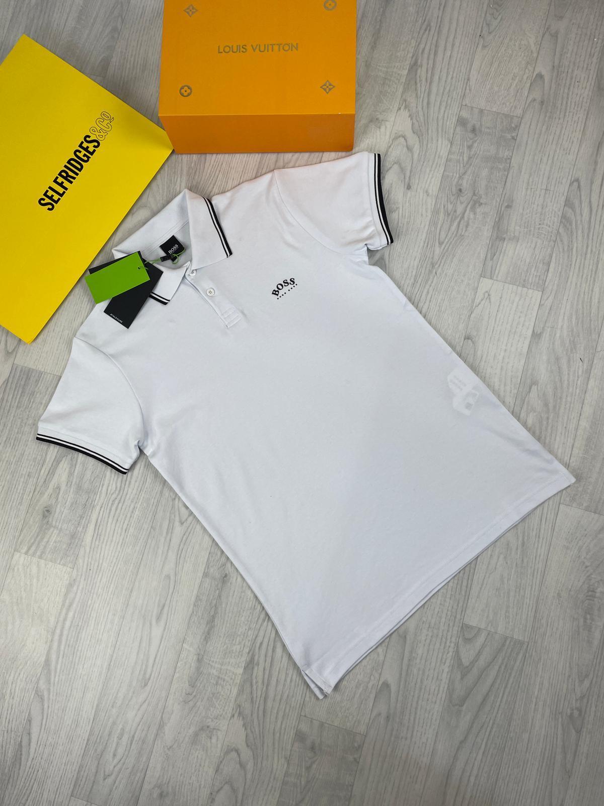 Hugo Boss Stretch-Cotton Slim-Fit Polo Shirt With Branding In 5 Colors